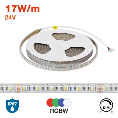 Striscia LED Cromiani RGBW multicolore 24V 17W/m IP67